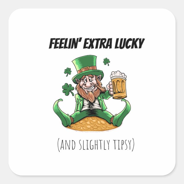 Adesivo Quadrado Funny St. Patrick's Day (Frente)