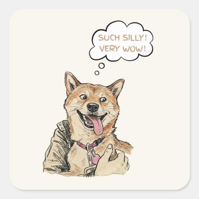 Adesivo Quadrado Funny "Such Silly Very Wow" Shiba Inu Doge MemeArt (Frente)
