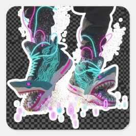 Adesivo Quadrado Funny Surreal Italian Meme Art - Abstract Brainrot