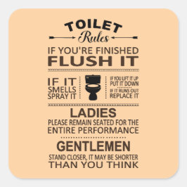 Adesivo Quadrado Funny Toilet Rules Bathroom Restroom Humor