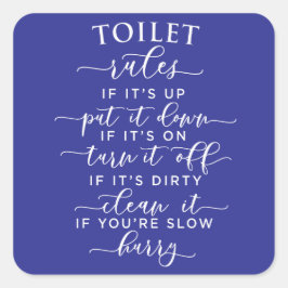 Adesivo Quadrado Funny Toilet Rules – Elegant White Text on Black