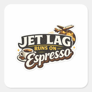 Adesivo Quadrado  Funny Travel Coffee Lover Hat