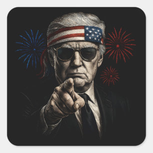 Adesivo Quadrado Funny Trump Golfo Dos EUA 2025 4 De Julho