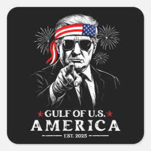 Adesivo Quadrado Funny Trump Golfo Dos EUA 2025 4 De Julho