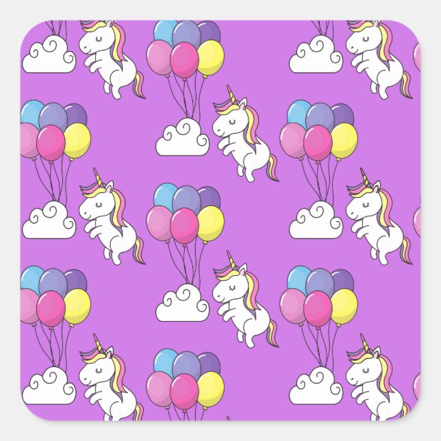 Adesivo Quadrado Funny Unicorn Pattern Magic Horse (Frente)