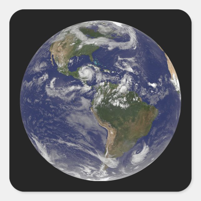 Adesivo Quadrado Furacão Dean se aproxima da Península de Yucatan (Frente)