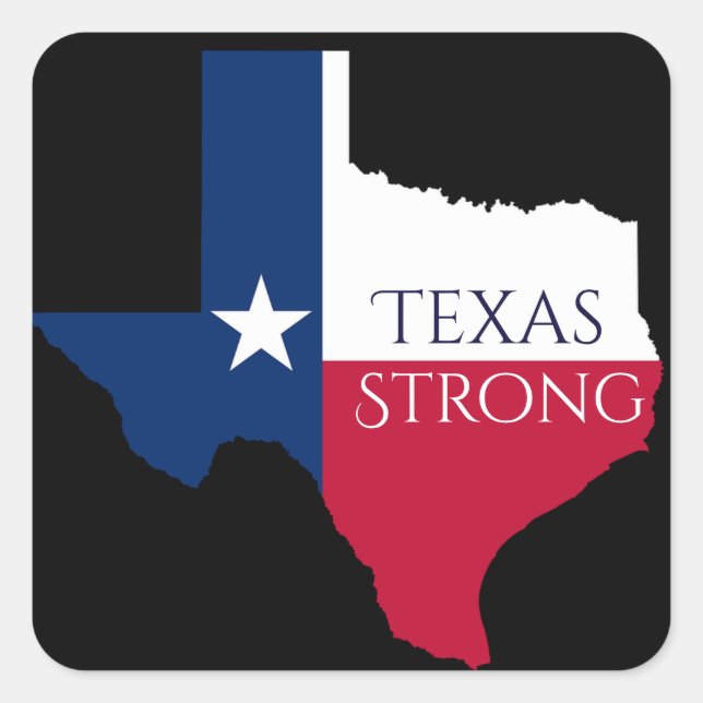 Adesivo Quadrado Furacão Harvey Texas Strong State & Flag Sticker (Frente)