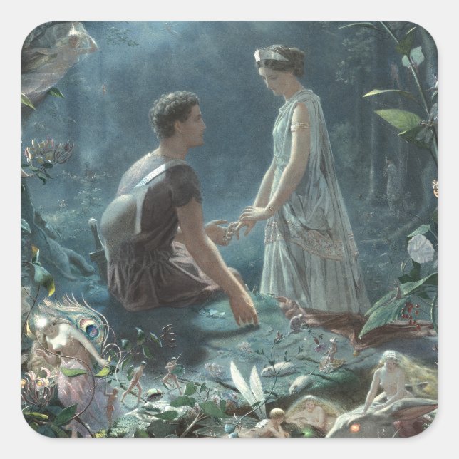 Adesivo Quadrado Furries: Shakespeare é um sonho de uma noite de ve (Frente)