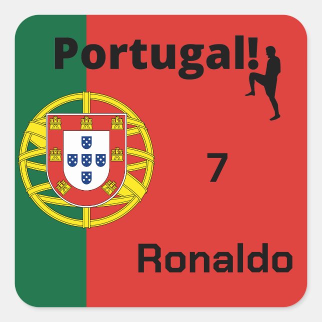 Adesivo Quadrado Futebol de Portugal, personalizável (Frente)
