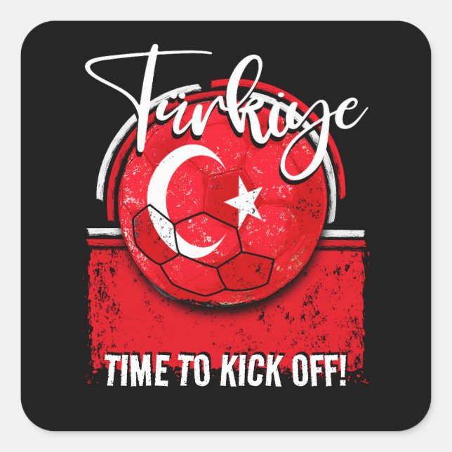 Adesivo Quadrado Futebol de Türkiye Flag, futebol europeu turco (Frente)