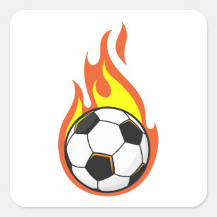 Adesivo Quadrado Futebol em Chamas