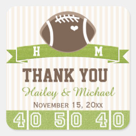 ADESIVO QUADRADO FUTEBOL MONOGRAMMED OBRIGADO POR FAVOR DE CASAMENT