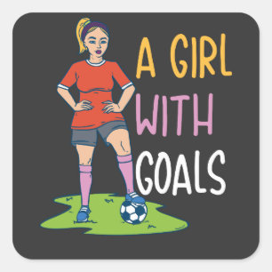 Adesivo Quadrado Futebol - Uma Menina Com Objetivos