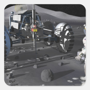 Adesivo Quadrado Futuras missões de exploração do espaço