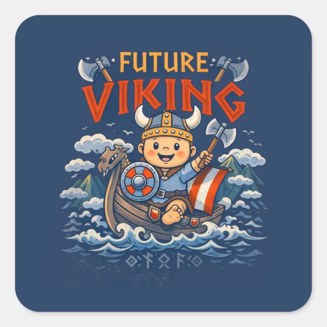Adesivo Quadrado Future Viking Funny Norwegian Stickers (Frente)