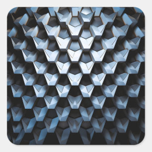 Adesivo Quadrado Futurista Abstrato Azul Geométrico Metálico