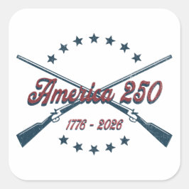 Adesivo Quadrado Fuzis Cruzados América 250 Patriótico 1776-2026