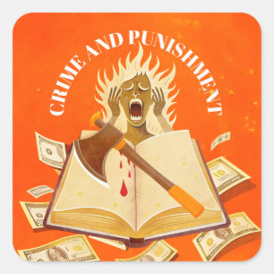 Adesivo Quadrado Fyodor Dostoevsky, Citação do Crime e da Pena