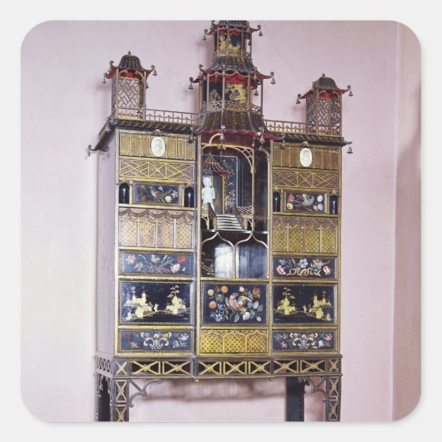 Adesivo Quadrado Gabinete Pagoda no estilo de Thomas Chippendale (Frente)