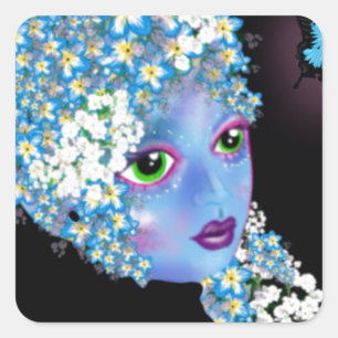 Adesivo Quadrado GAIA Mãe Terra Fantasia Pagan Art de LeahG