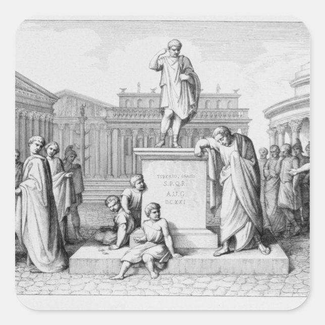 Adesivo Quadrado Gaius Gracchus Chorando antes do pai (Frente)