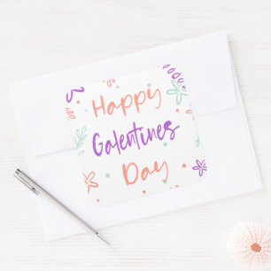 Adesivo Quadrado Gal Pals Happy Galentines Day Flowers