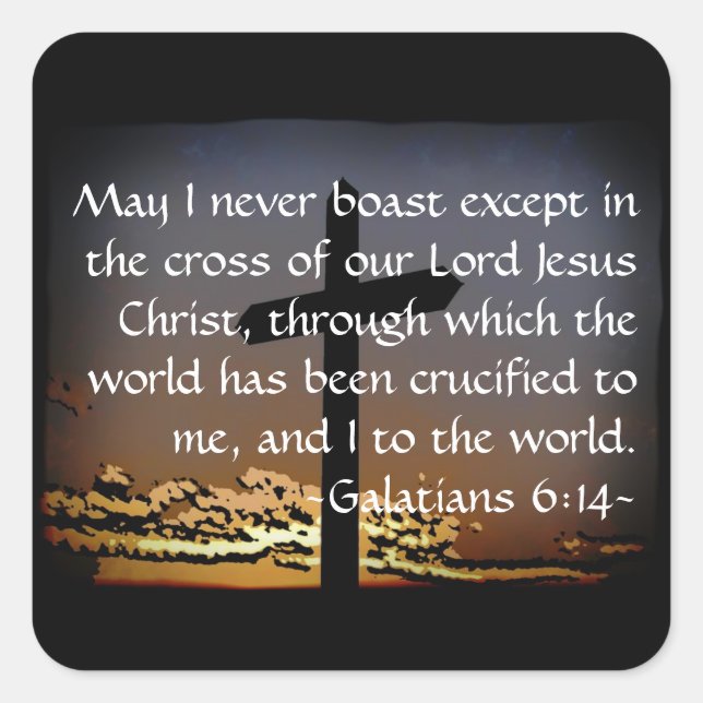 Adesivo Quadrado Galatianos 6:14 (Frente)