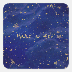 Adesivo Quadrado Galáxia Azul com Estrelas Ouros