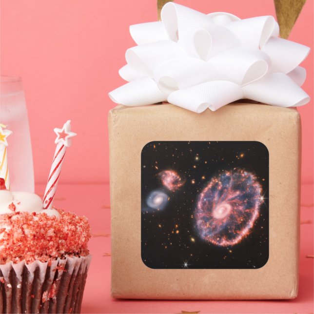 Adesivo Quadrado Galáxia CartWheel, Telescópio Espacial James Webb (Festa)