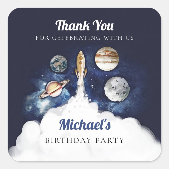 Adesivo Quadrado Galáxia de Planetas Fogueiros do Exterior (Frente)