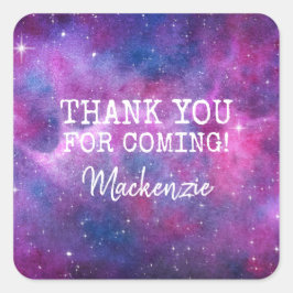 Adesivo Quadrado Galáxias De Aquarelas Cor Rosa E Azul