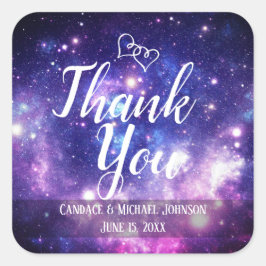 Adesivo Quadrado Galaxy Starry Night Weding Obrigado