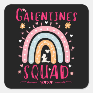 Adesivo Quadrado Galentines Squad para garotas Gang Funny dia de os