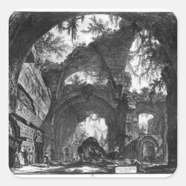 Adesivo Quadrado Galeria Arruinada de Villa Adriana em Tivoli (Frente)