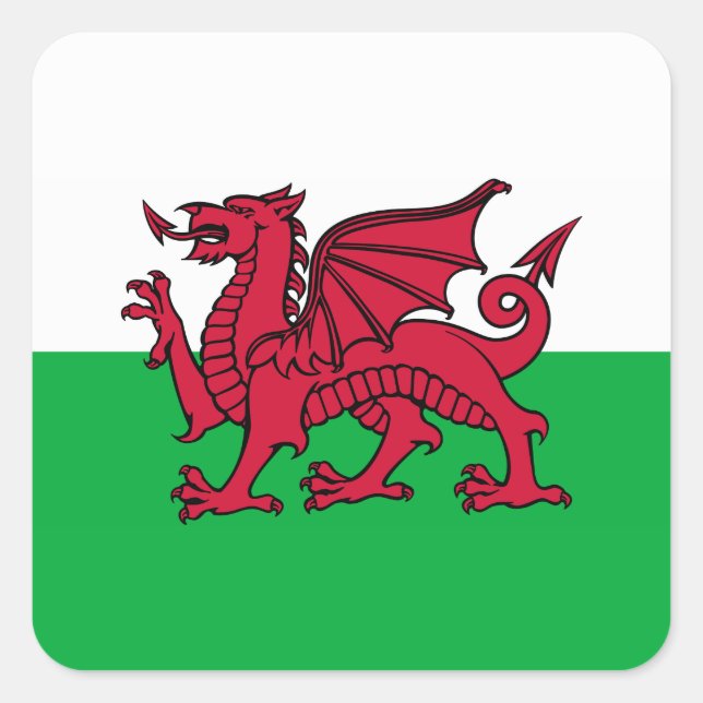 Adesivo Quadrado Gales - Welsh Flag (Frente)