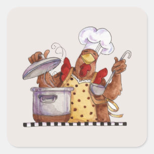 Adesivo Quadrado Galinha do cozinhar