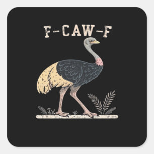 Adesivo Quadrado Galinha Engraçada F-Caw-F Avestruz F-Caw-F Galo Av
