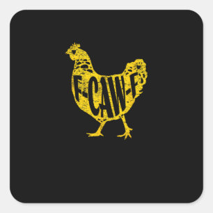 Adesivo Quadrado Galinha Engraçada F-Caw-F Frango Avicultura Galinh