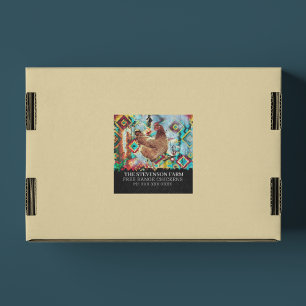 Adesivo Quadrado Galinha-Fazenda-de-frango-carne Pássaros-do-campo