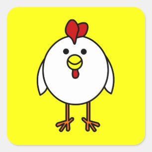 Adesivo Quadrado Galinha feliz bonito - quadrado amarelo