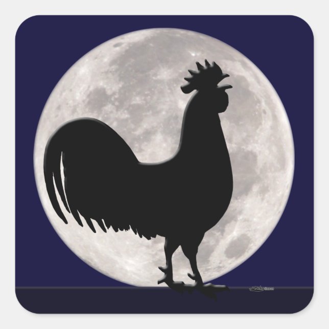 Adesivo Quadrado Galo à Lua (Frente)