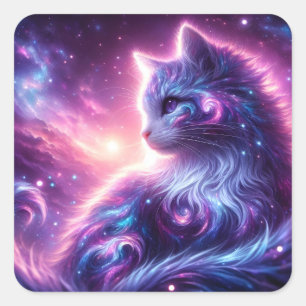Adesivo Quadrado Galo Místico Felino Celestial Cósmico