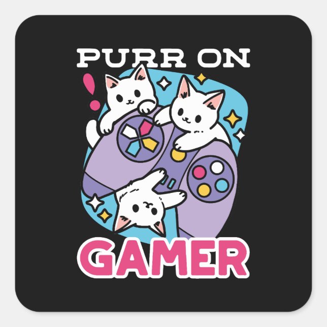 Adesivo Quadrado Gamer Design - Purr On Gamer Joystick Art (Frente)