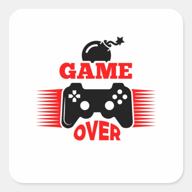 Adesivo Quadrado Gamer Gift Game Over (Frente)