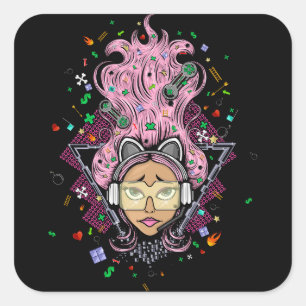 Adesivo Quadrado Gamer Girl