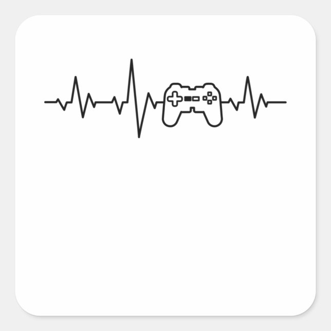 Adesivo Quadrado GAMER HEARTBEAT Engraçado Jogador de jogos (Frente)