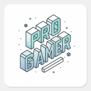 Adesivo Quadrado GAMER PRO — Logotipo Isométrico 3D Block Letter