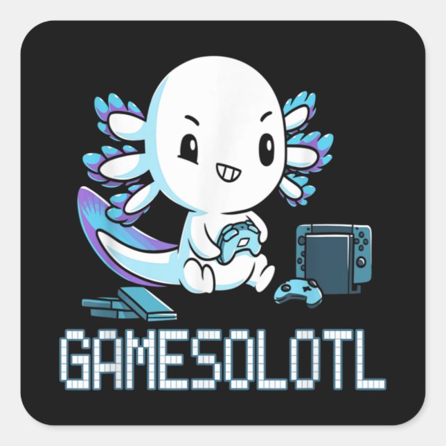 Adesivo Quadrado Gamesolotl Axolotl Gamer Videos games (Frente)
