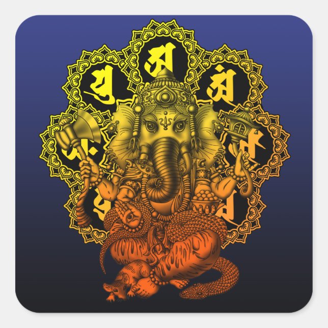 Adesivo Quadrado Ganesha Mandala2 (Frente)