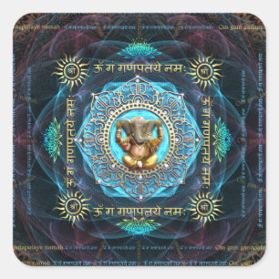 Adesivo Quadrado Ganesha- OM Gam Ganapataye Namah